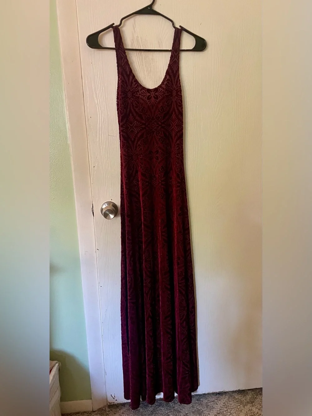 Blackmilk Burned Velvet Maxi Dress in Deep Wine Red - Picture 2 of 5